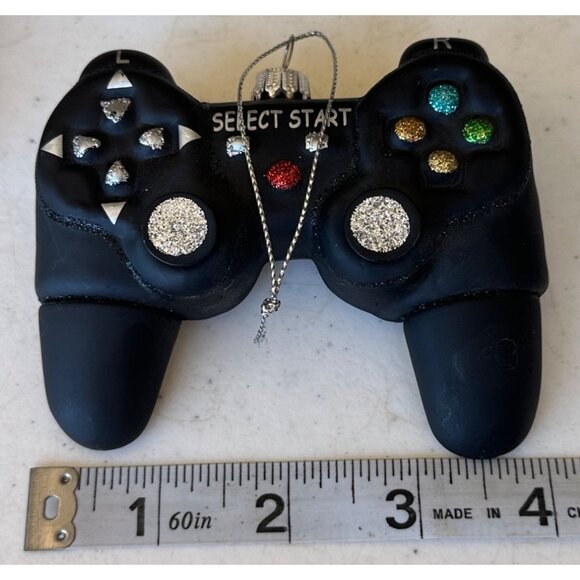 Unbranded Black w/Glitter Silver Gaming Remote Hanging Christmas Ornament 3"Tall - Picture 9 of 11